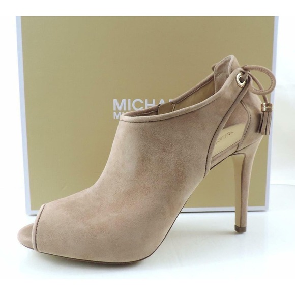 Michael Kors Jenings Bootie High Heels Sandals Open Toe Nude Dark Khaki Size 9.5 - Picture 4 of 10